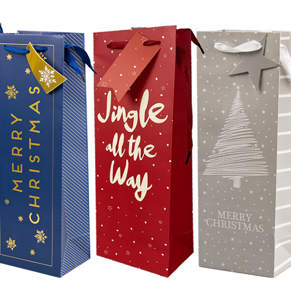 Christmas Luxury Foiled Bottle Bag