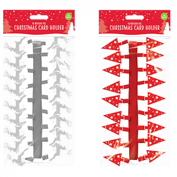 Wooden 18 Peg Xmas Card Holder