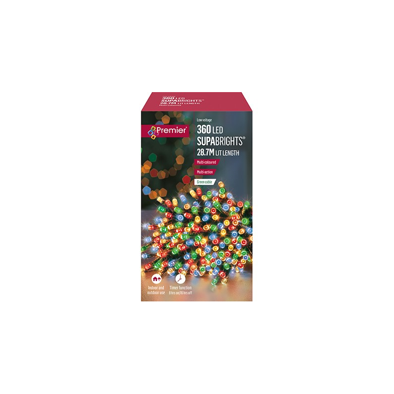 360 Multi Coloured Supabrights Multi Action LED String Lights with Timer Image 2