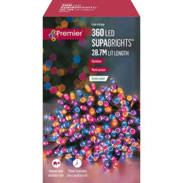 360 Rainbow Supabrights Multi Action LED String Lights with Timer
