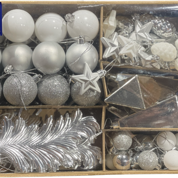 75 Assorted Baubles   White/Silver
