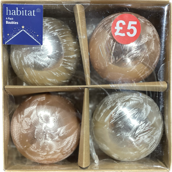 4 Pack Baubles Pink Silver