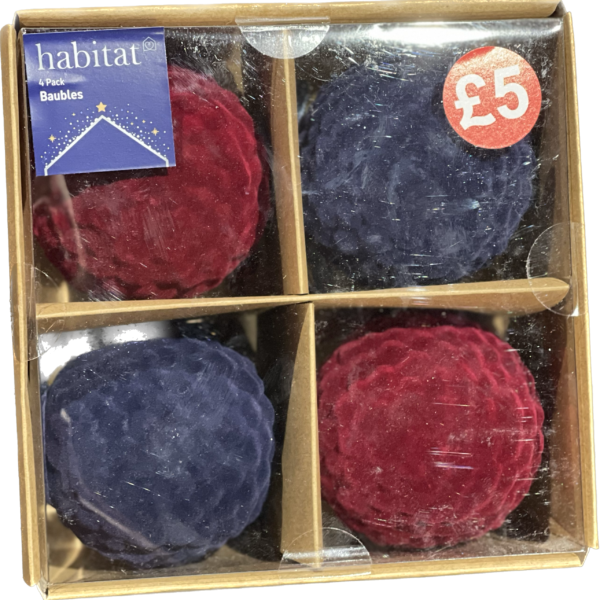 4 Pack Baubles Navy/Red